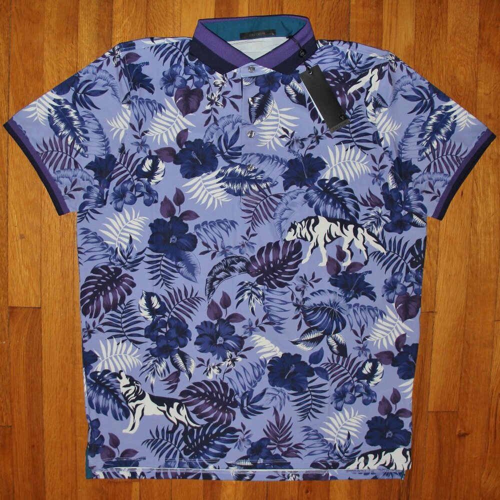 Greyson Floral Wolf Jungle Golf Polo Mens L XXL - Picture 2 of 6